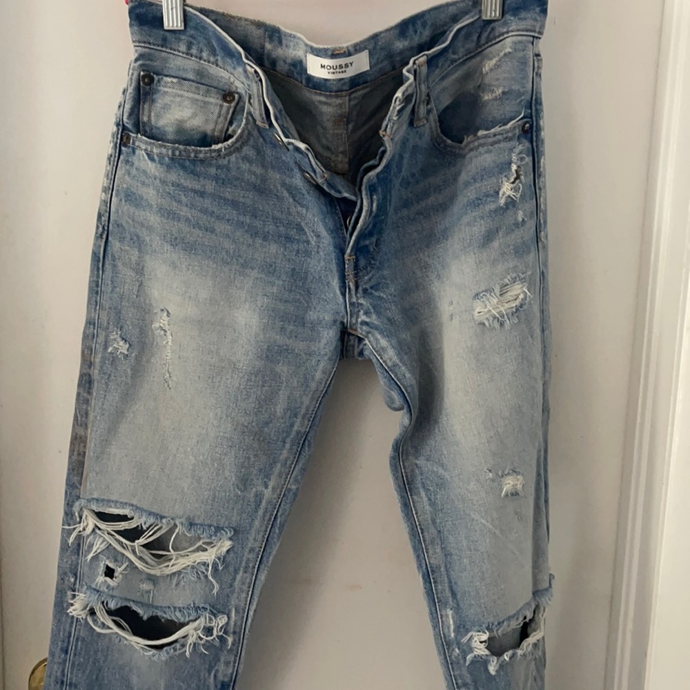 Moussy denim, tapered straight leg